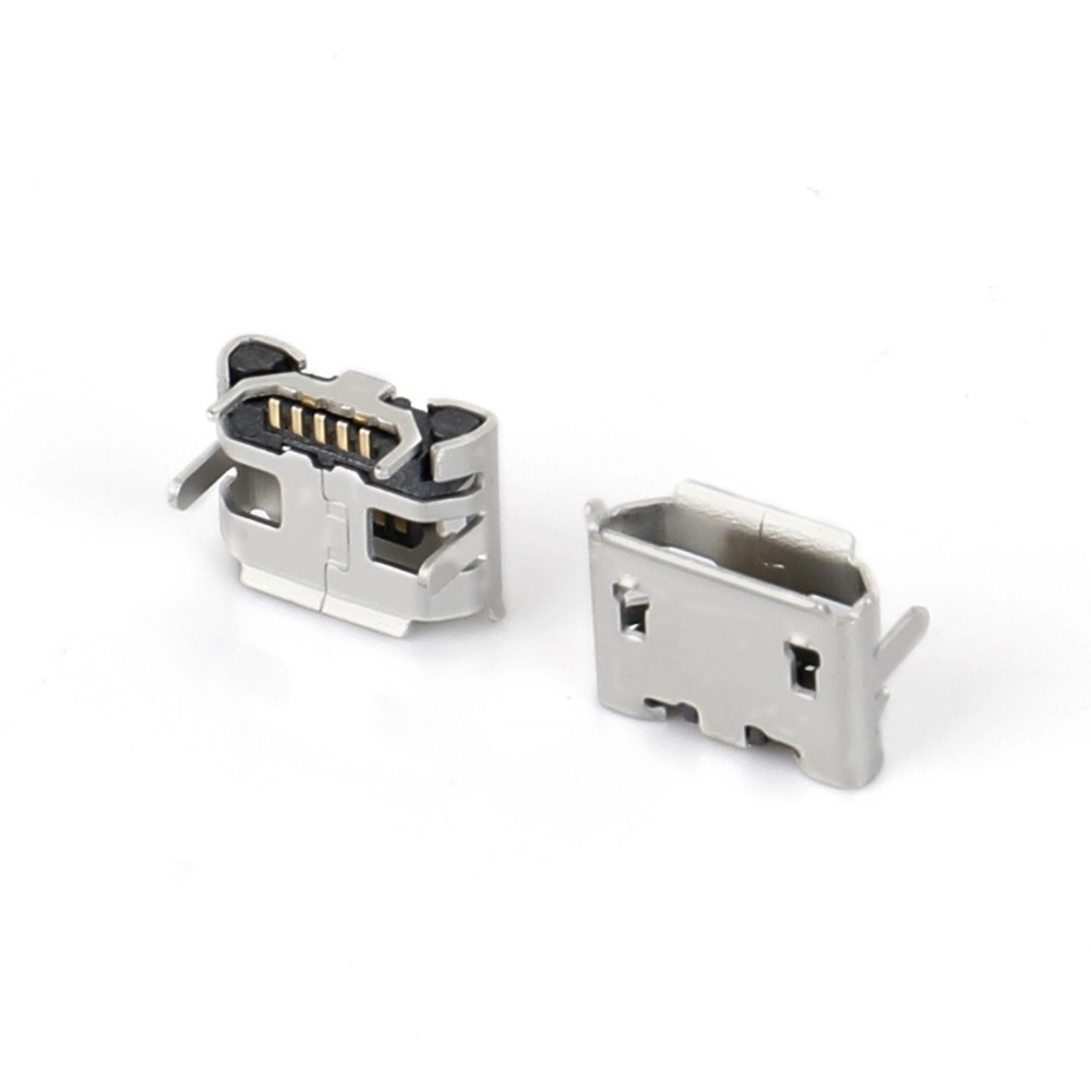 04BO-1804-0   Micro USB 5F SMT B型四腳插板牛角型7.2-4.85腳長(zhǎng)1.20短針無(wú)柱有卷邊