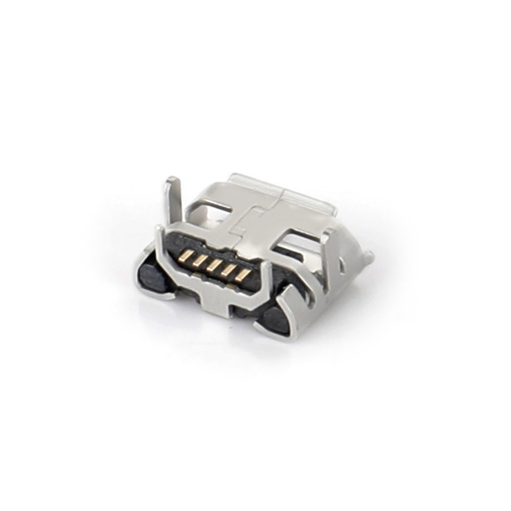 04BO-1804-0   Micro USB 5F SMT B型四腳插板牛角型7.2-4.85腳長(zhǎng)1.20短針無(wú)柱有卷邊