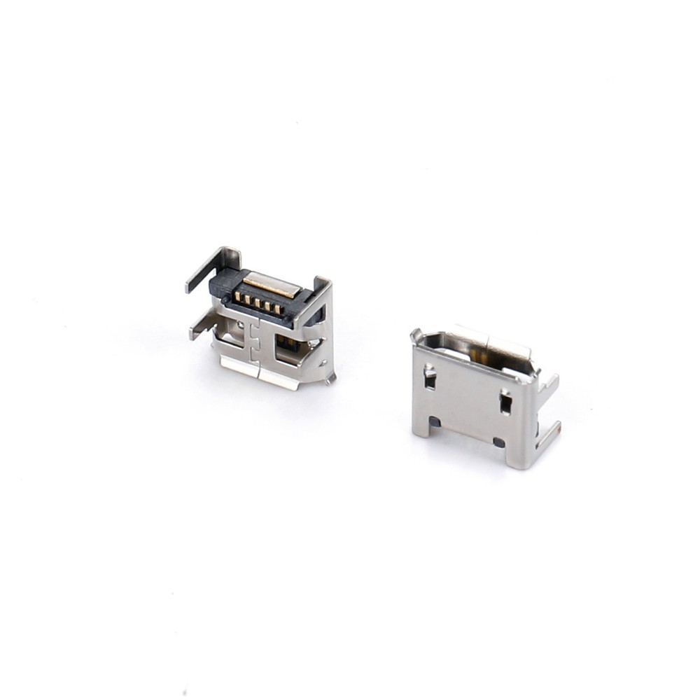 04BO-1805   Micro USB 5F SMT B型四腳插板7.1.5腳長1.1短針有柱有卷邊
