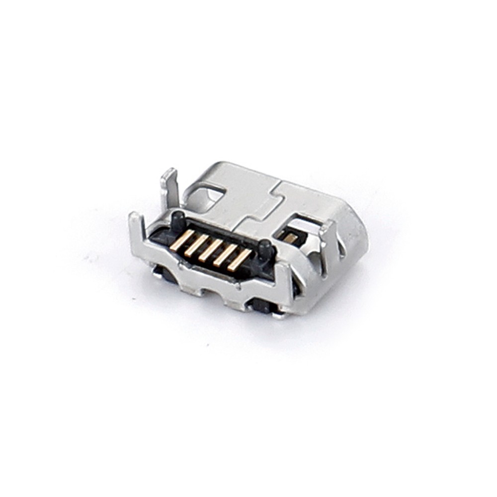 04BO-1828-N   Micro USB 5F SMT B型牛角四腳全插7.2-6.6長(zhǎng)針有柱無卷邊新模