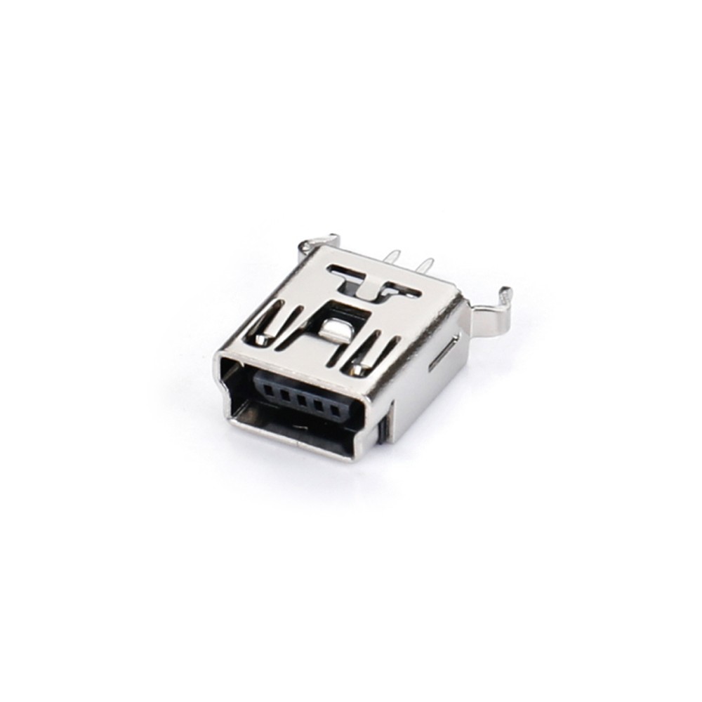 02BS-1102 MINI USB 5F 180度 DIP B型兩腳插板彎腳端子外露2.1