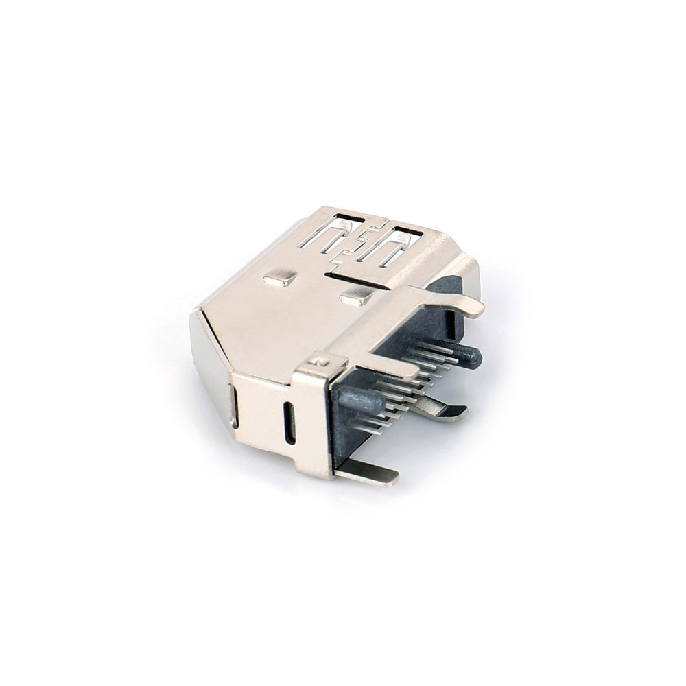 08AI-1205   HDMI 19F 雙排DIP 有彈側(cè)插小彎腳鍍金 PIN距1.0 PIN長(zhǎng)2.3