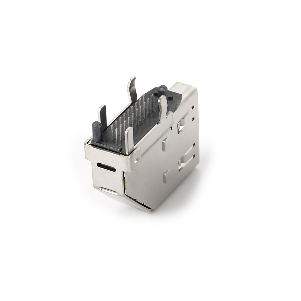 08AI-1205   HDMI 19F 雙排DIP 有彈側(cè)插小彎腳鍍金 PIN距1.0 PIN長(zhǎng)2.3