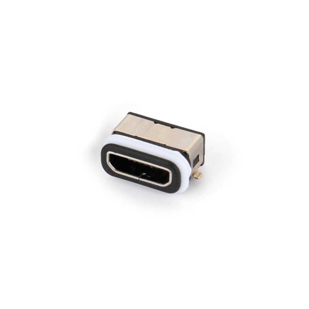 04BA-1607-WP   Micro USB  5F 板上SMT B型 前貼后插 無柱 帶防水圈 防水IPX8