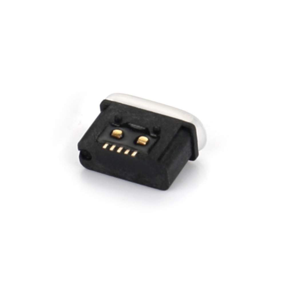 04OT-1606-WP   Micro USB  5F 板上SMT AB型 全貼 無(wú)耳有柱 膠芯反向 帶防水圈 防水IP67