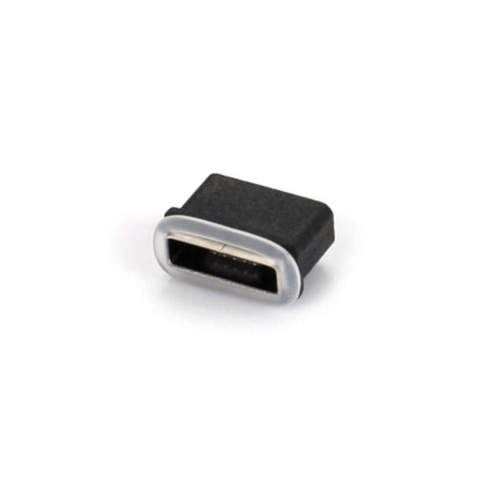 04OT-1606-WP   Micro USB  5F 板上SMT AB型 全貼 無(wú)耳有柱 膠芯反向 帶防水圈 防水IP67