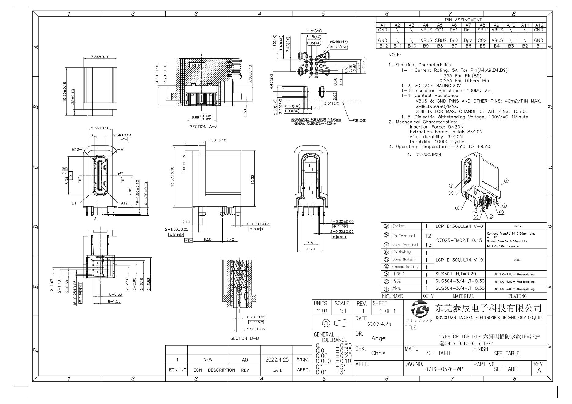 0716I-0576-WP  TYPE CF 16P DIP 六腳側插防水款45W帶護套CH=7.0 L=10.5 IPX4_00.jpg